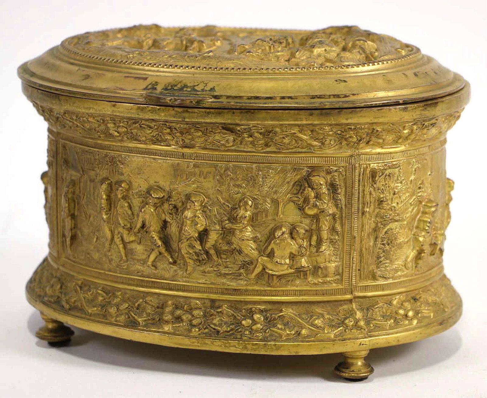 ANTIQUE BRASS LIDDED JEWLERY BOX (1 of 11)