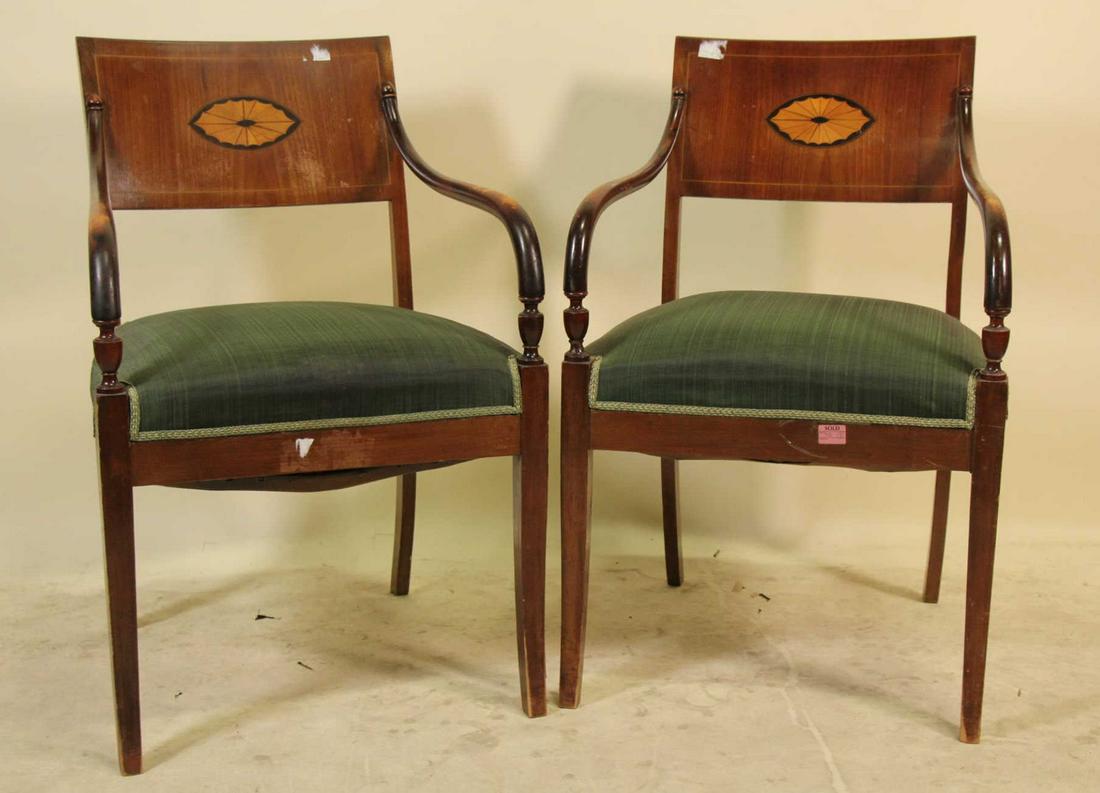 PAIR OF EMPIRE MAHOGANY ARMCHAIRS (1 of 3)