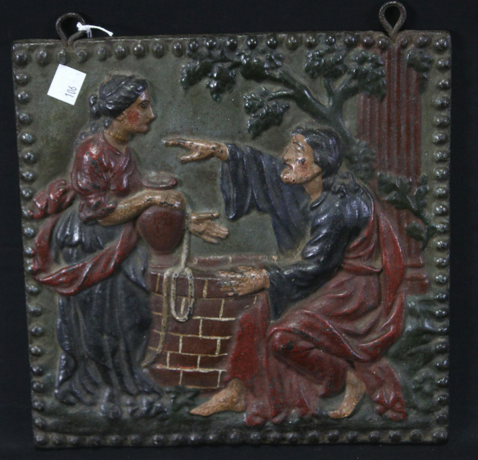 RUTH AT THE WELL POLYCHROME BRONZE WALL HANGING (1 of 3)