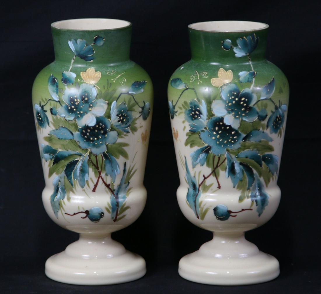 PAIR OF CIRCA 1900 BRISTOL GLASS VASES (1 of 3)