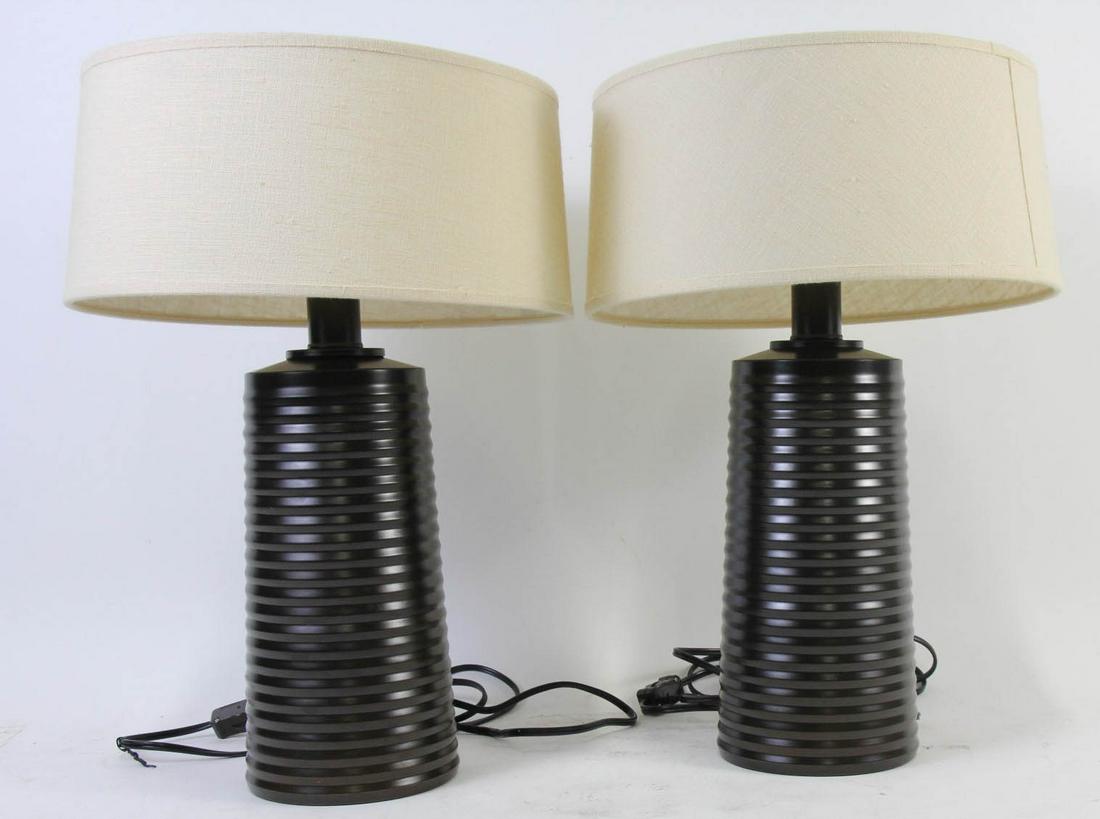 PAIR OF CONTEMPORARY BRONZE  LAMPS (1 of 3)