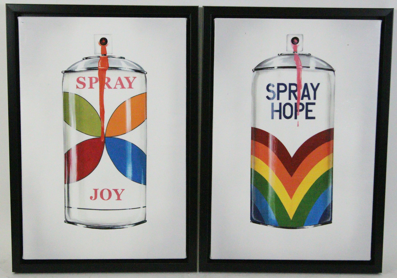 PAIR OF SPRAY CAN POP ART GICLEES: PAIR OF SPRAY CAN POP ART GICLEES. Height: 12 by Width: 18