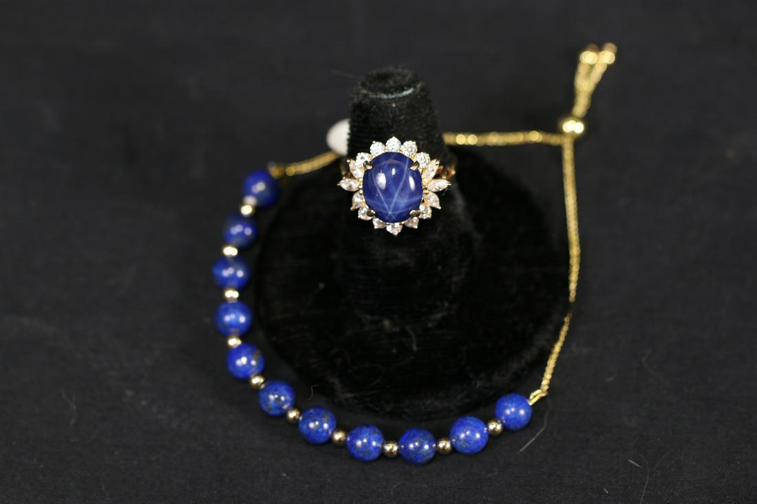 ESTATE STAR SAPPHIRE RING & LAPIS BRACELET SET (1 of 4)