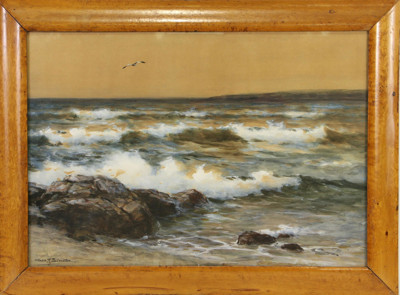 GEORGE F. SCHULTZ SEASCAPE WATERCOLOR PAINTING (1 of 3)