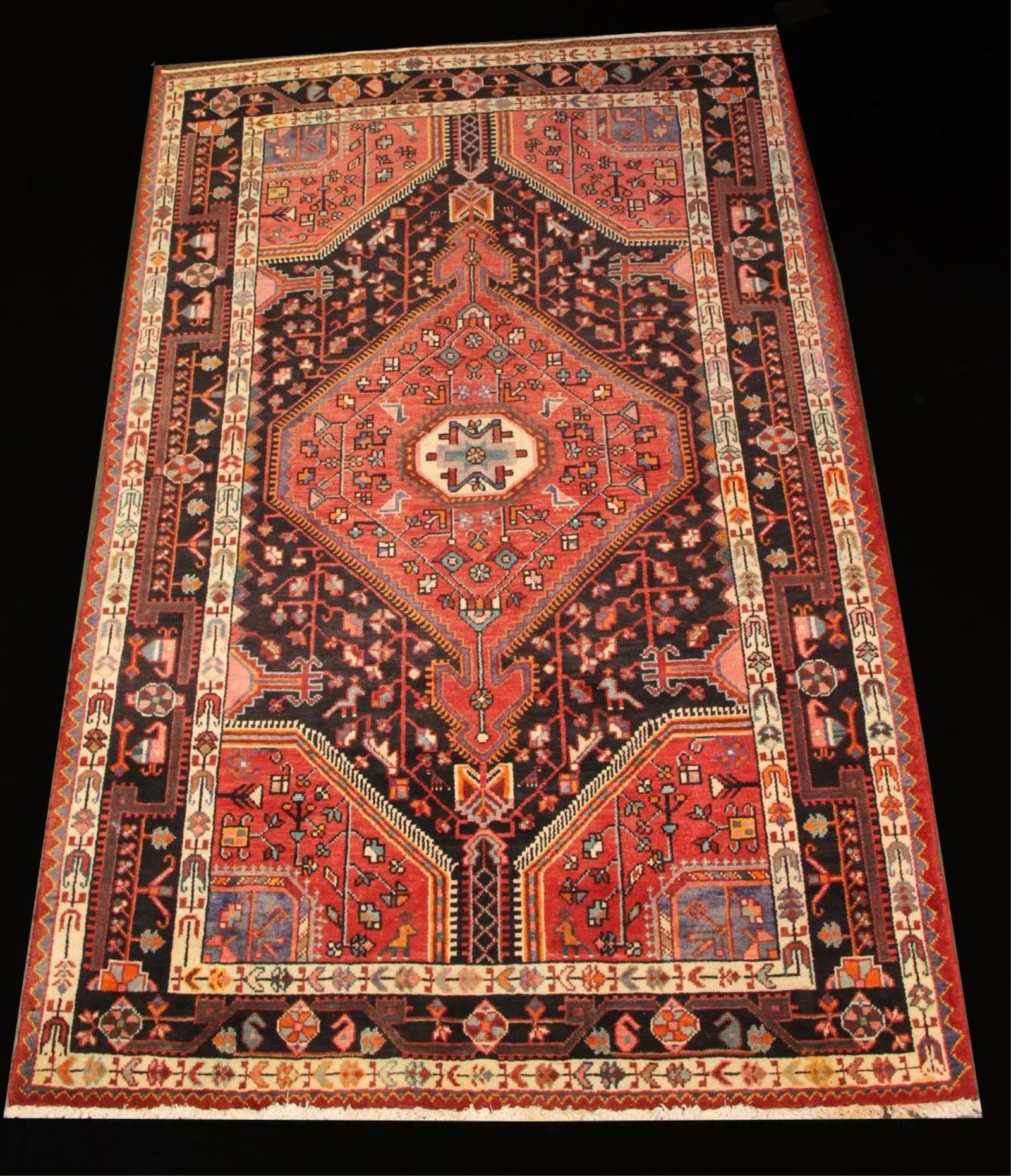 ANTIQUE HANDKNOTTED PERSIAN TSIRKON RUG: ANTIQUE HANDKNOTTED PERSIAN TSIRKON RUG Height: 87 by Width: 55