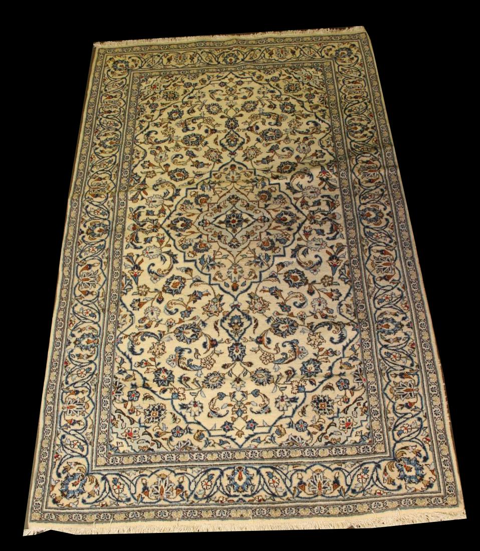 HANDKNOTTED PERSIAN KASHAN RUG: HANDKNOTTED PERSIAN KASHAN RUG. Height: 99 by Width: 60