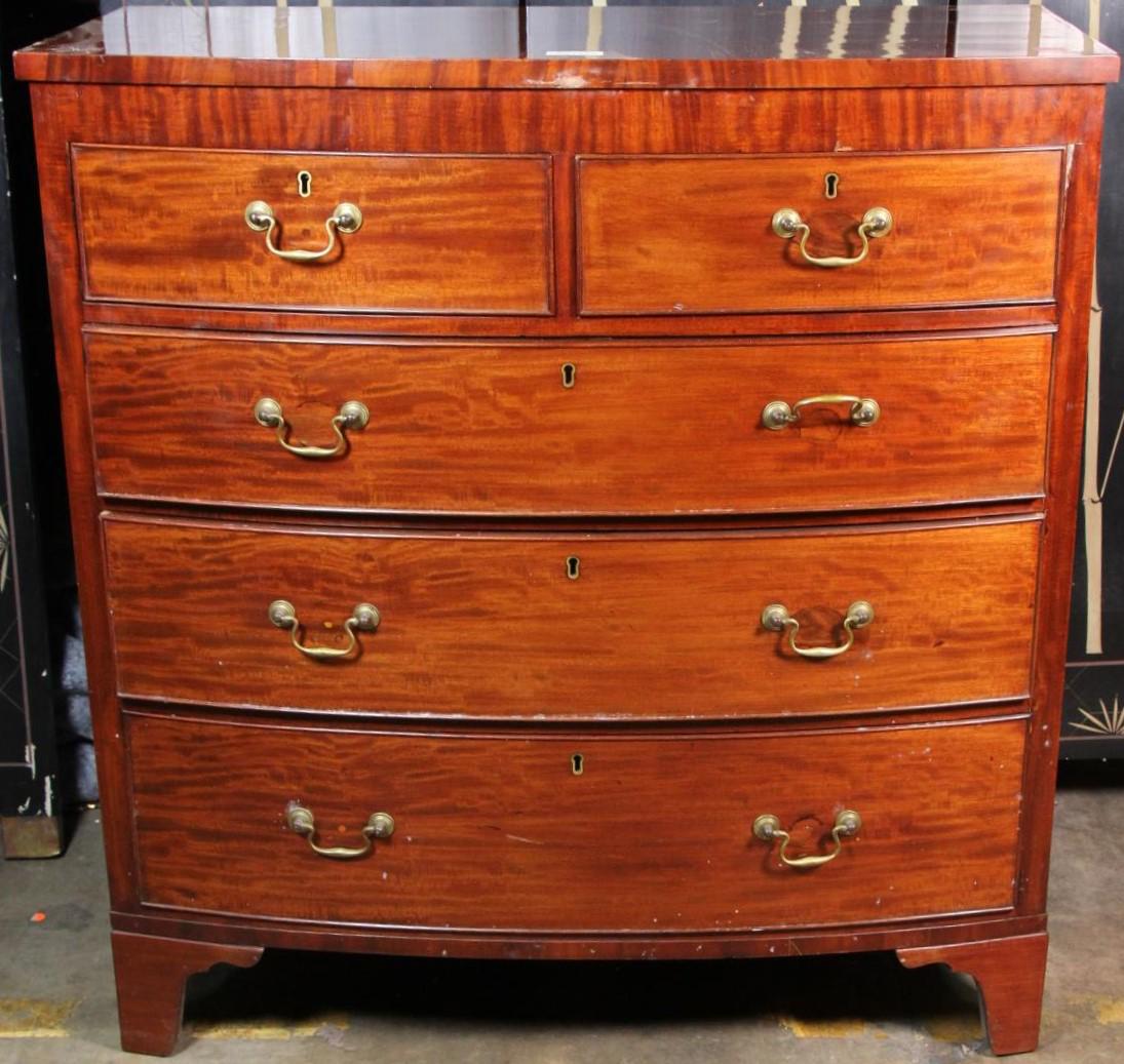 CIRCA 1780's GEORGE III MAHOGANY FIVE DRAWER CHEST (1 of 9)