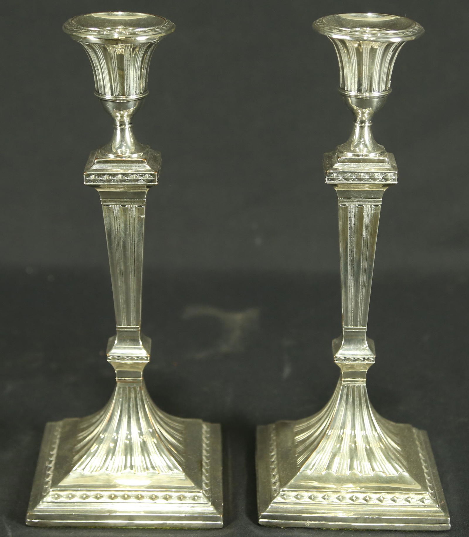 PAIR OF GEORGIAN SILVER PLATED CANDLESTICKS (1 of 2)