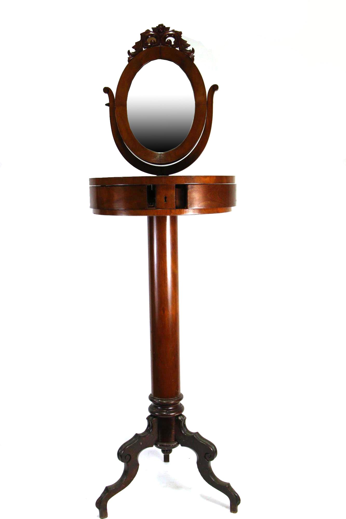 CIRCA 1860's MAHOGANY TABLE MIRROR: CIRCA 1860's MAHOGANY TABLE MIRROR. Height: 59 in. by Width: 17 in.