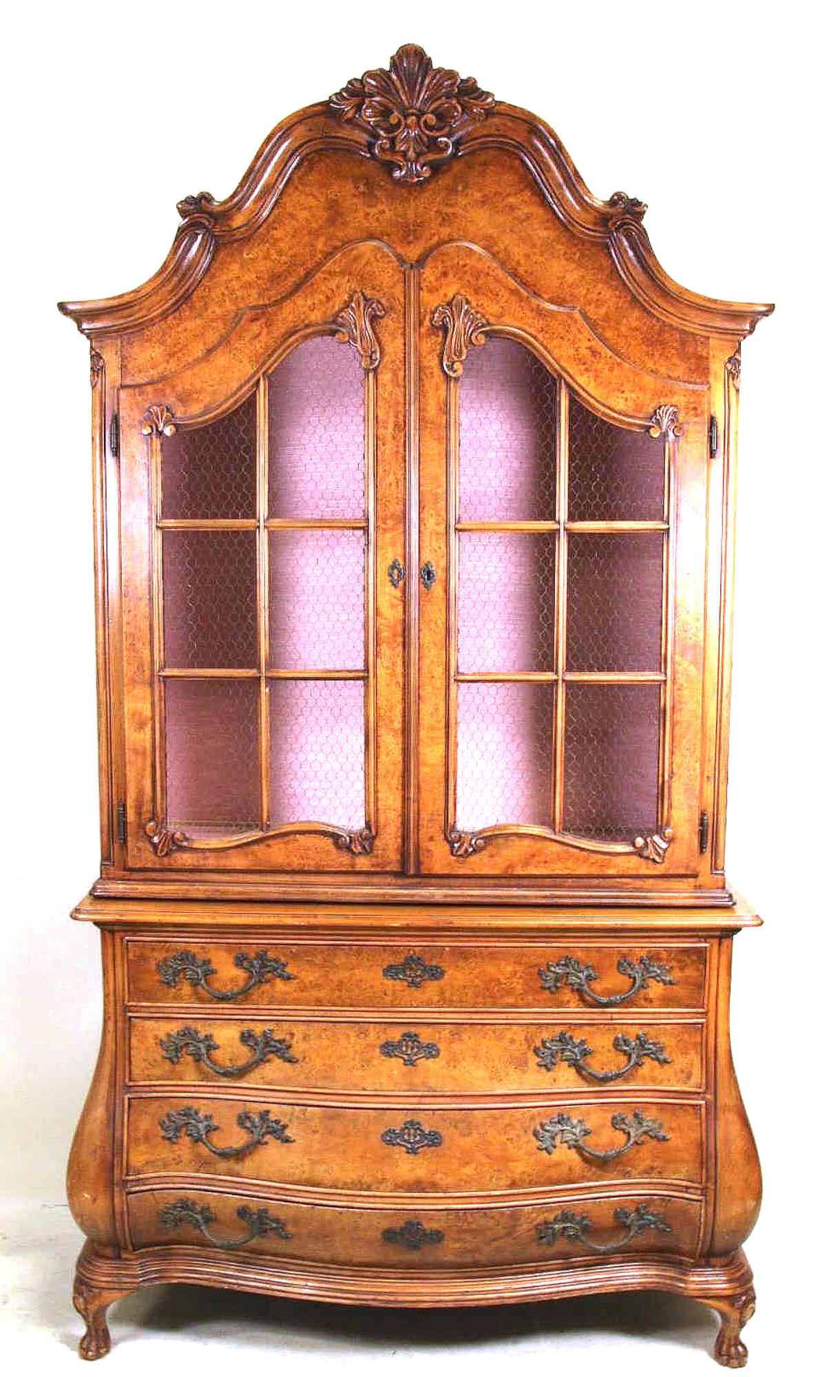 VINTAGE DUTCH BAROQUE HUTCH: VINTAGE DUTCH BAROQUE HUTCH. Height: 93 in. by Width: 49.5 in. by Depth: 17.5 in.