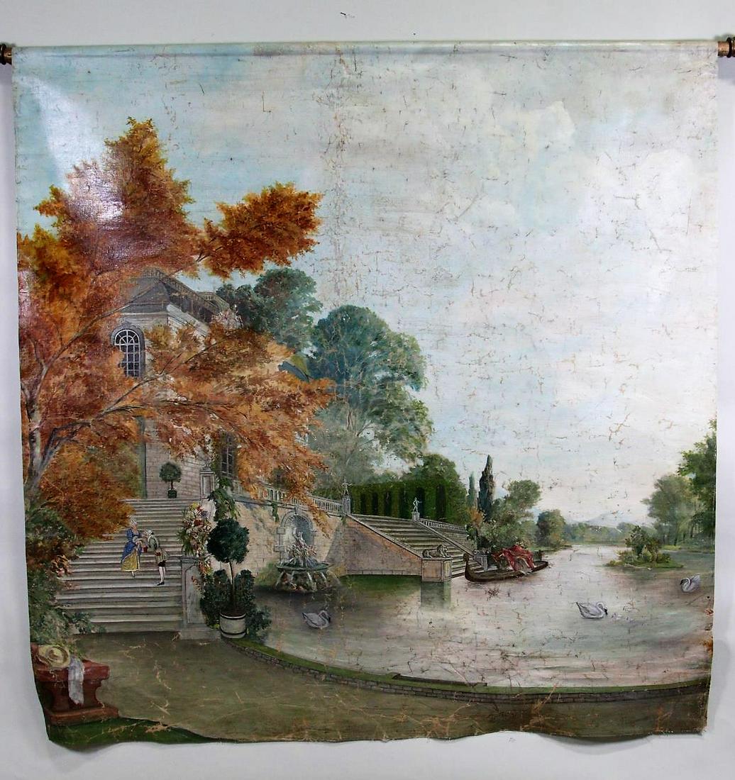 LARGE FORMAT CARTOON VENICE CANAL SCENE: LARGE FORMAT CARTOON VENICE CANAL SCENE. Height: 69 in. by Width: 78 in.