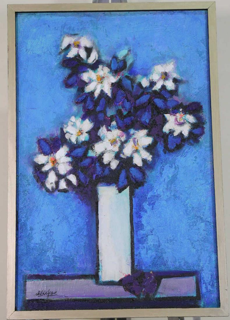 DAVID ADICKES STILL LIFE ACRYLIC ON PANEL: DAVID ADICKES STILL LIFE ACRYLIC ON PANEL Height: 31 in. by Width: 20 in.