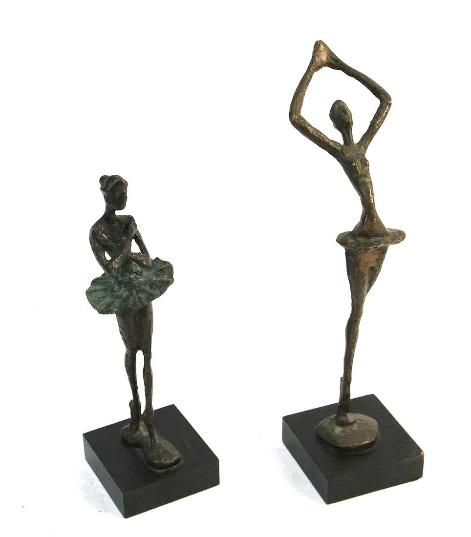 TWO ABSTRACT BALLERINA BRASS SCULPTURES (1 of 5)