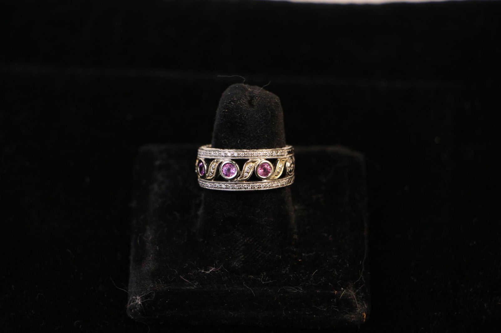 14kt WG DIAMOND & PINK TOURMALINE ANTIQUE RING (1 of 3)