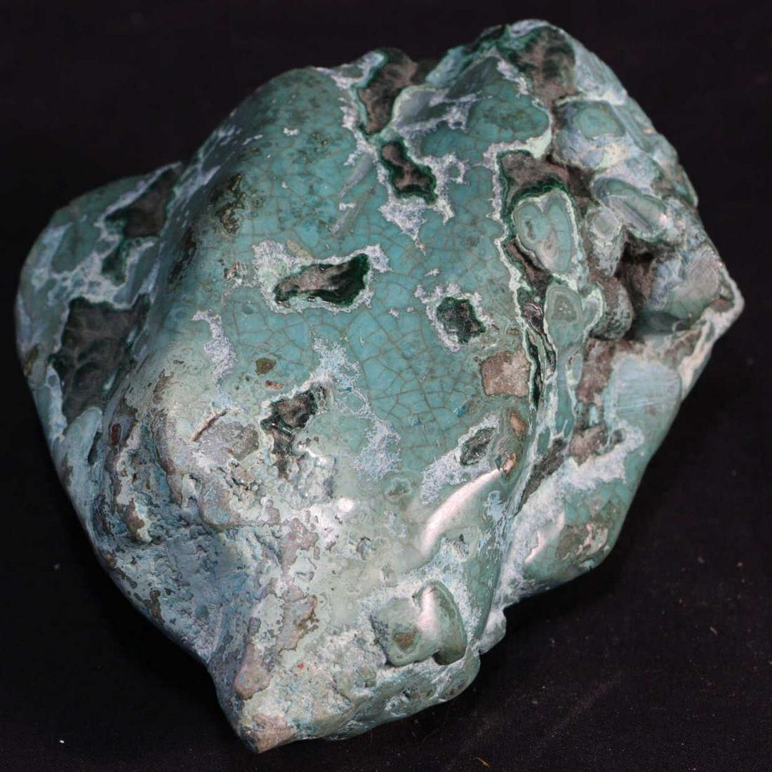 POLISHED MALACHITE SPECIMEN: POLISHED MALACHITE SPECIMEN - (ML10) 1.0 LBS Height: 2 in. by Width: 4.25 in. by Depth: 3.5