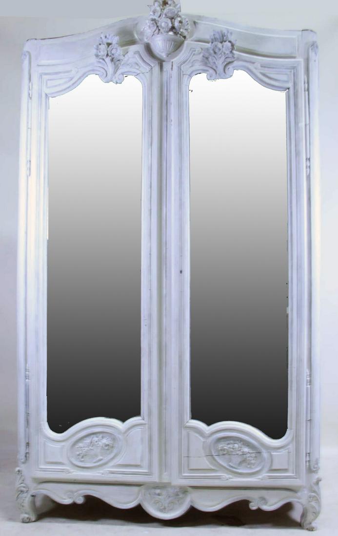 19th CENTURY FRENCH TWO DOOR PAINTED ARMOIRE (1 of 6)