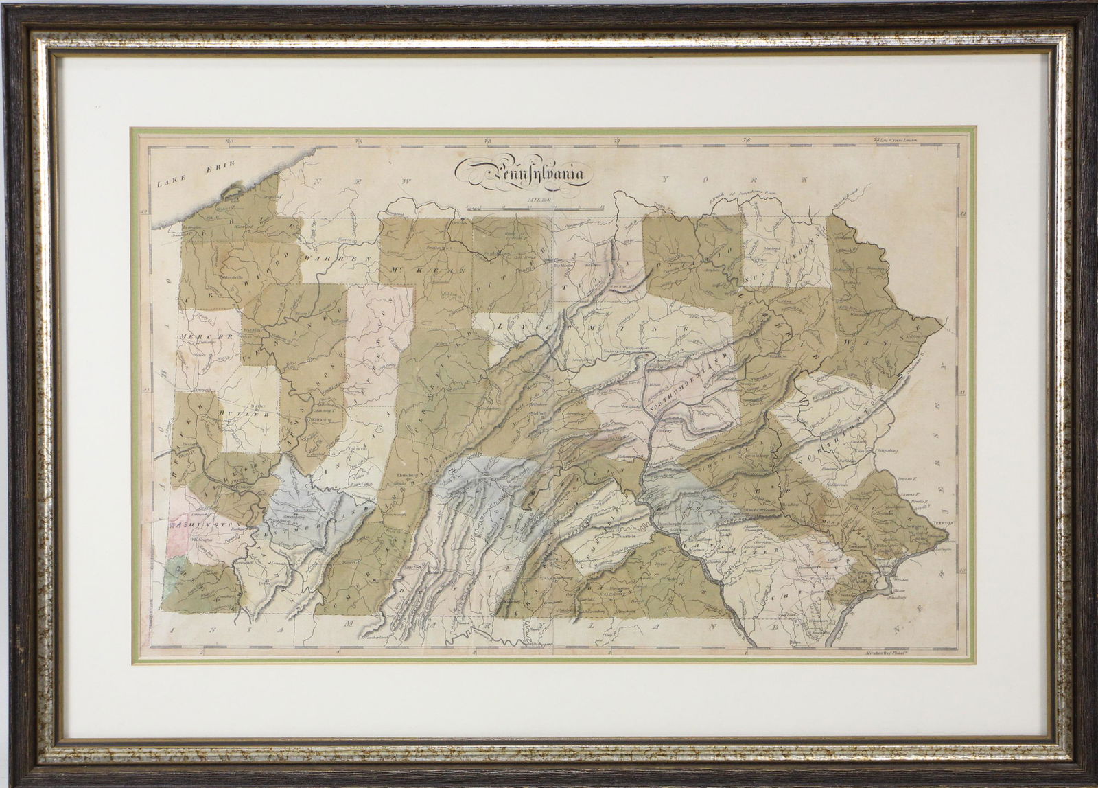 FRAMED ANTIQUE PENNSYLVANIA MAP (1 of 2)
