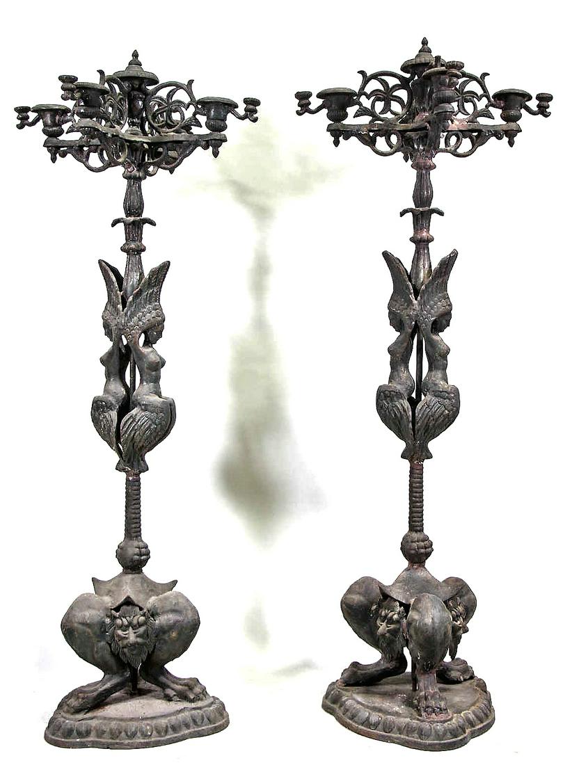 PAIR OF NEOCLASSICAL STYLE IRON TORCHIERES (1 of 6)