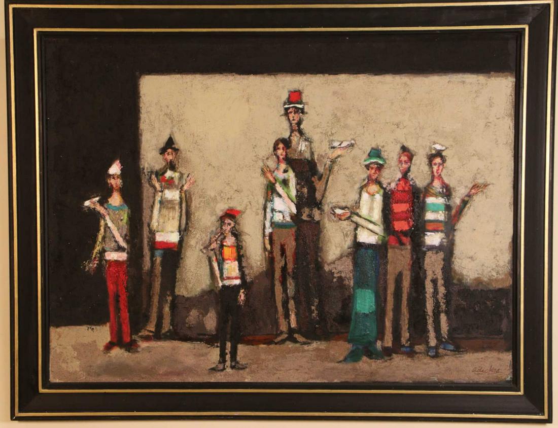 DAVID ADICKES MUSICIAN GROUP ACRYLIC ON PANEL: DAVID ADICKES MUSICIAN GROUP ACRYLIC ON PANEL. Height: 36 in. by Width: 46 in.