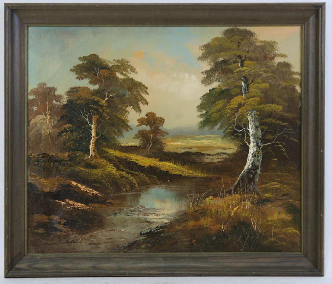 ROGER B. POND LANDSCAPE PAINTING: ROGER B. POND LANDCAPE PAINTING. Height: 23.5 in. by Width: 27 in.