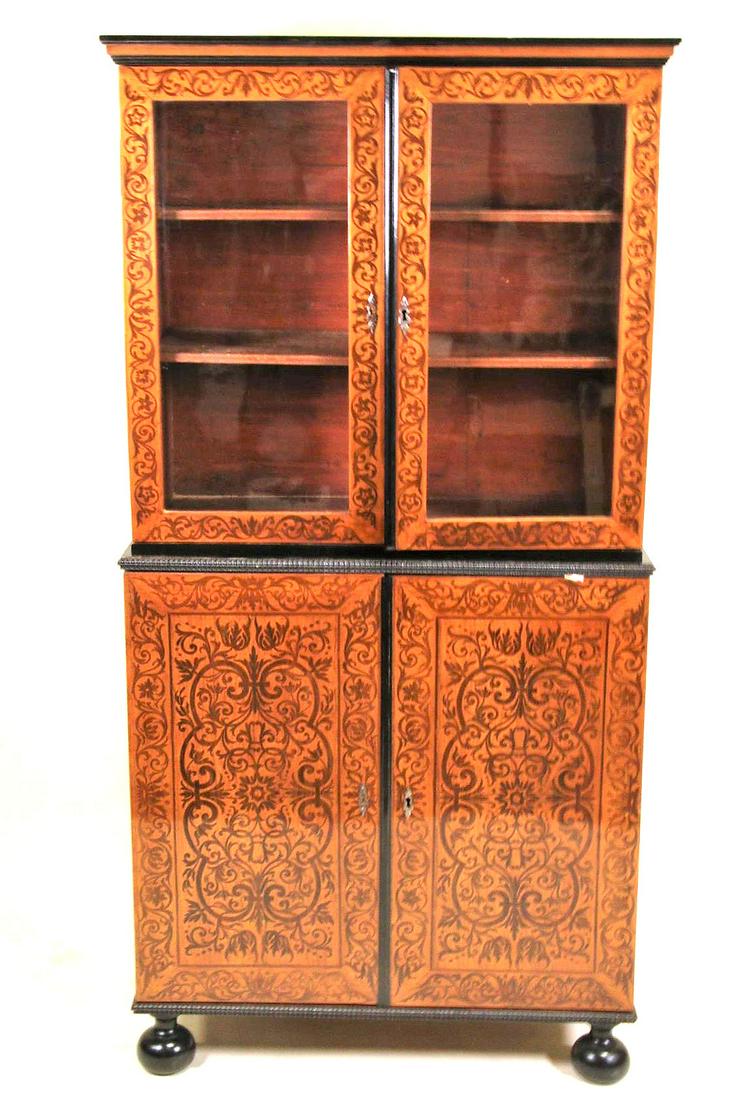 19th CENTURY FRENCH MARQUETRY DISPLAY CABINET (1 of 8)
