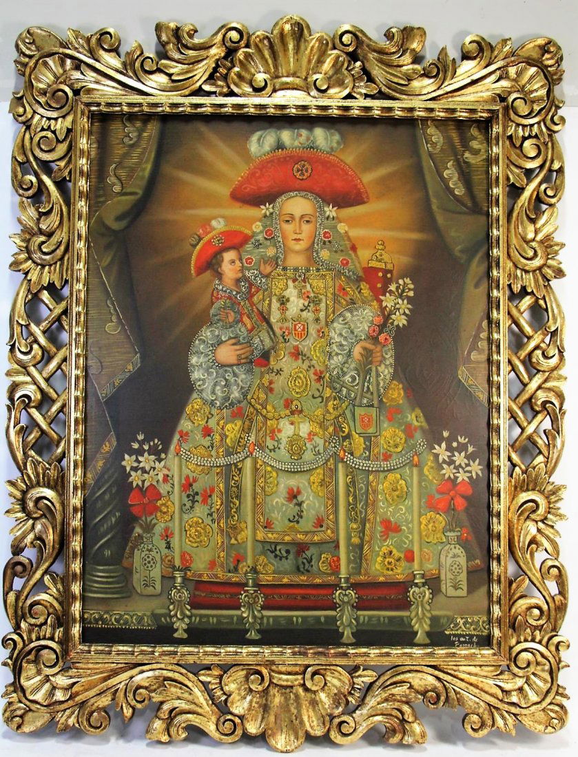 CUSCO SCHOOL MADONNA & CHILD OIL ON CANVAS (1 of 6)