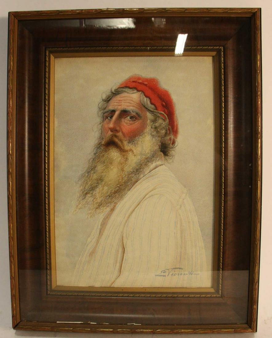 E. VIORENTINO MALE PORTRAIT WATERCOLOR ON PAPER (1 of 3)