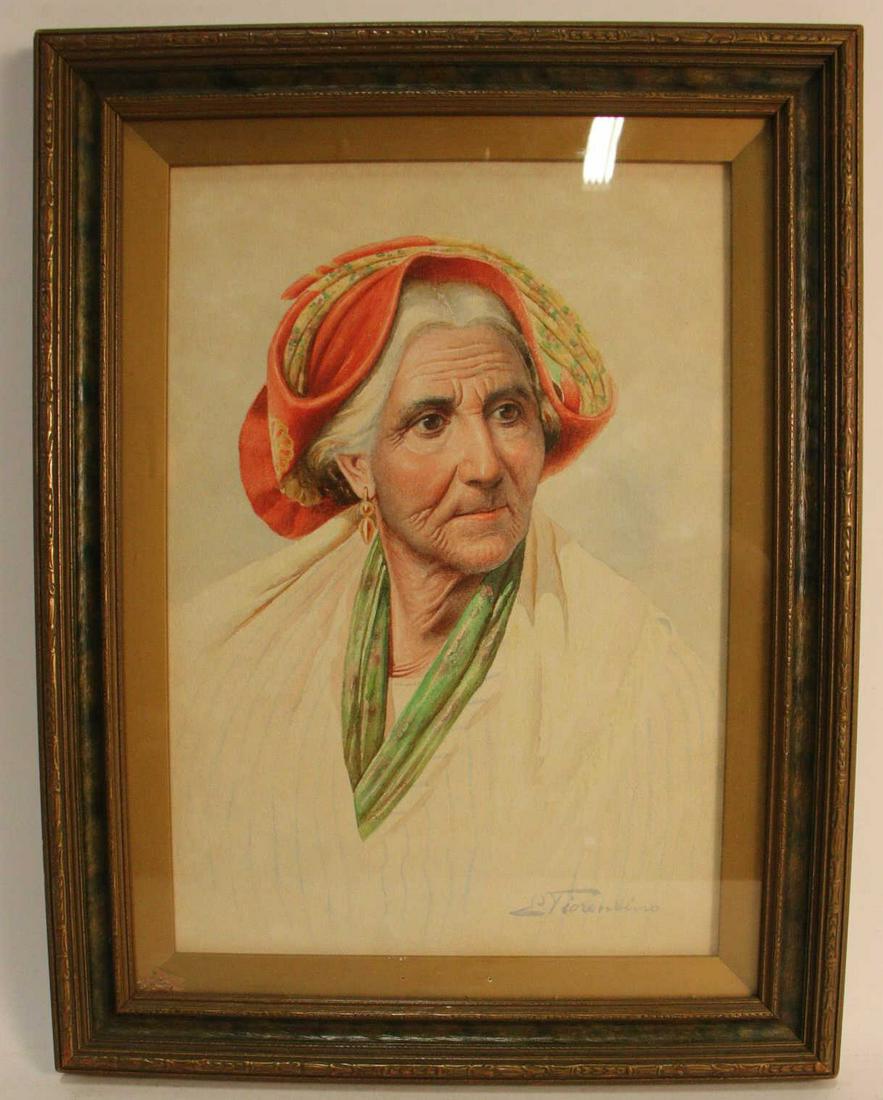 E. VIORENTINO MALE PORTRAIT WATERCOLOR ON PAPER (1 of 3)