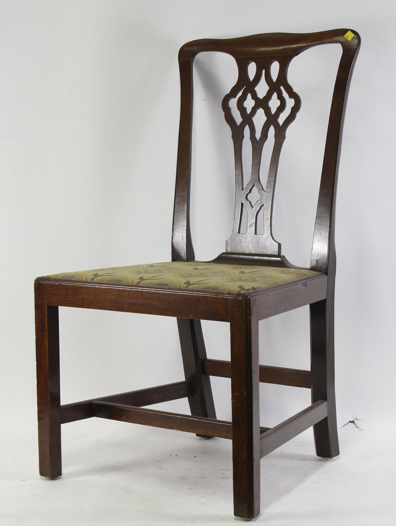 CIRCA 1800's CHIPPENDALE SIDE CHAIR: CIRCA 1800's CHIPPENDALE SIDE CHAIR. Height: 38 in. by Width: 21 in. by Depth: 14 in.