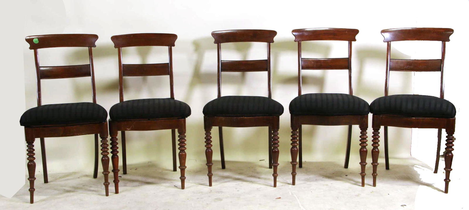 SET OF FIVE 1850's BIEDERMEIER MAHOGANY SIDE CHAIRS (1 of 6)