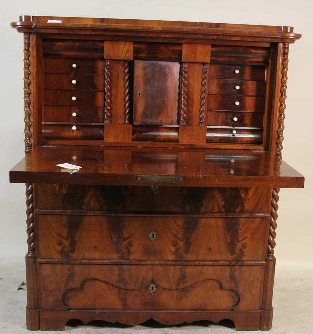 CIRCA 1840's BIEDERMEIER MAHOGANY SECRETARY (1 of 4)