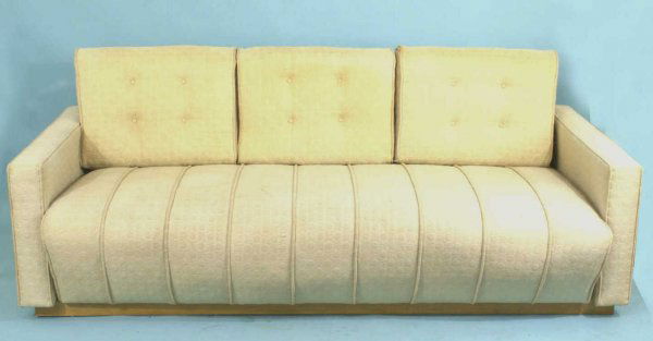 HERMAN MILLER SOFA DESIGNED BY GILBERT ROHDE: HERMAN MILLER SOFA DESIGNED BY GILBERT ROHDE UPHOLSTERED IN RAW SILK. CIRCA 1936. Height: 33 in. by Width: 84 in. by Depth: 40 in.