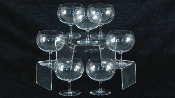 SEVEN BACCARAT BRANDY STEMMED GLASSES: SEVEN BACCARAT BRANDY STEMMED GLASSES. Height: 4 1/2 in. by Width: 3 in. by Depth: 3 in.