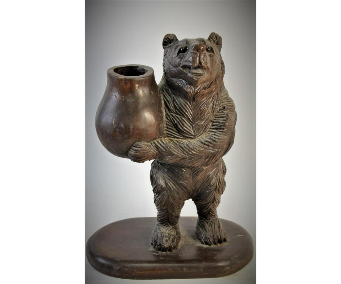 CARVED BERLIN BEAR WITH HONEY POT: CARVED BERLIN BEAR WITH HONEY POT. Height: 19 in. by Width: 14 in. by Depth: 10 in.