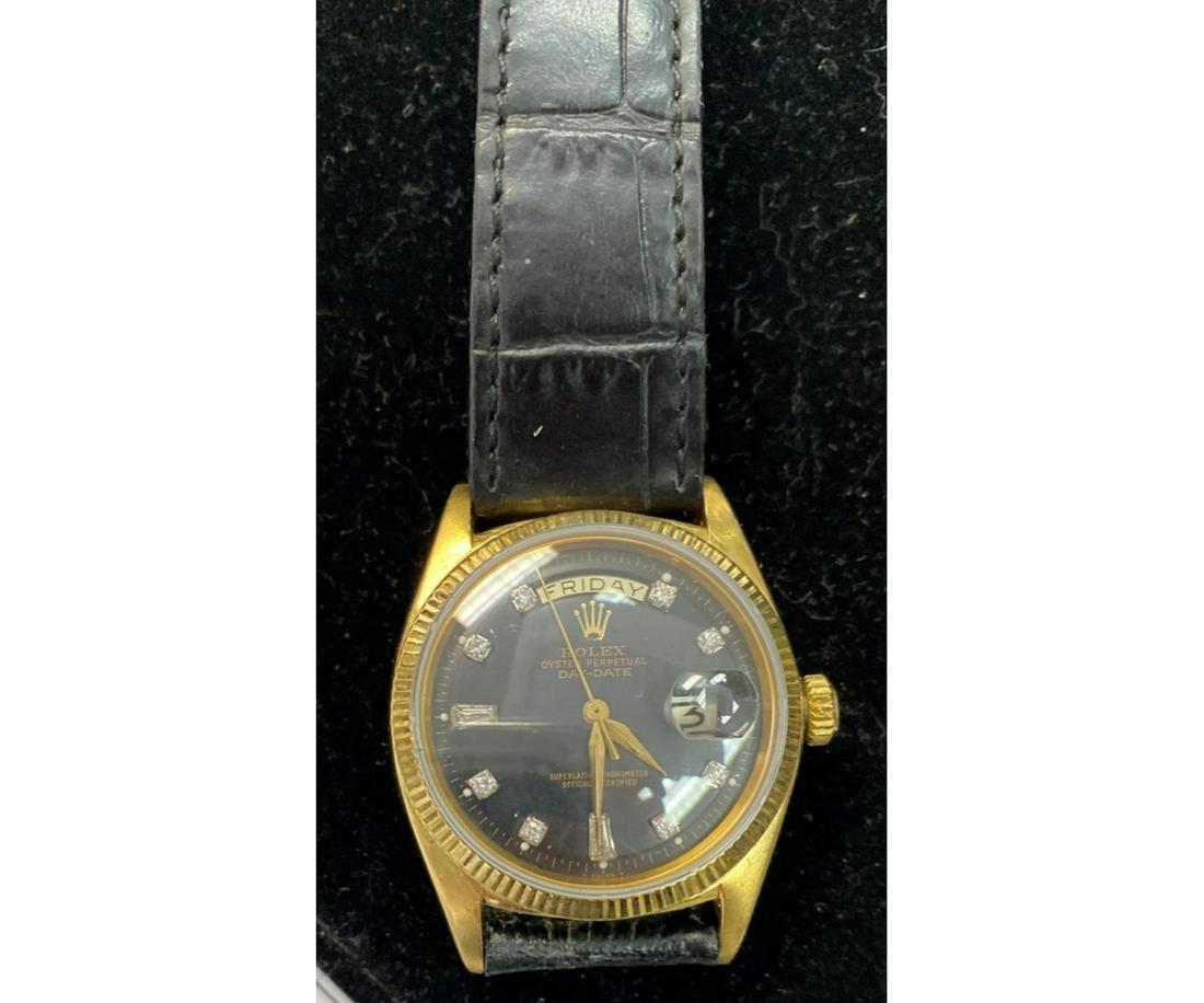 VINTAGE ROLEX DAY-DATE 6611 GOLD PRESIDENT WATCH: VINTAGE ROLEX OYSTER PERPETUAL DAY-DATE REF. 6611 YELLOW GOLD PRESIDENT WATCH - VERY RARE ORIGINAL BLACK DIAL