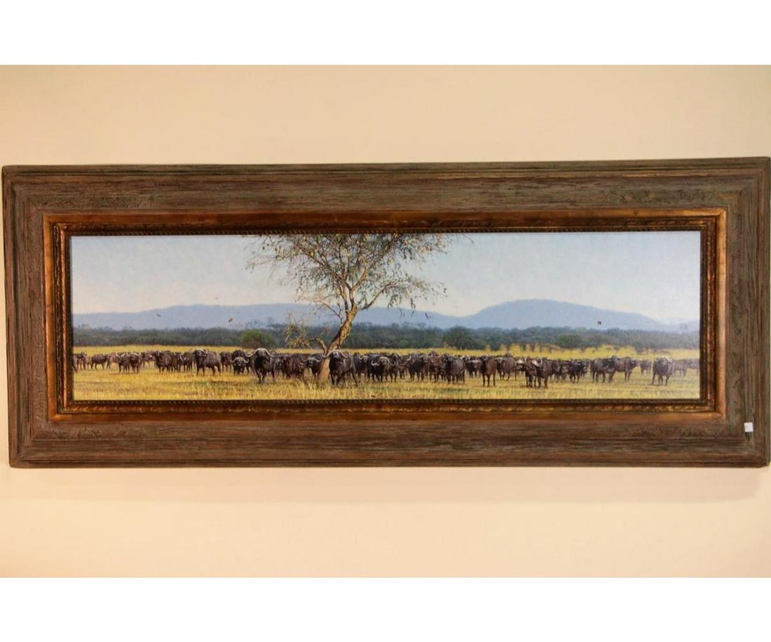 JOHN BANOVICH HERD OF WILDEBEEST GICLEE ,2004: JOHN BANOVICH HERD OF WILDEBEEST GICLEE ON CANVAS 2004. Height: 27 in. by Width: 68.5 in.