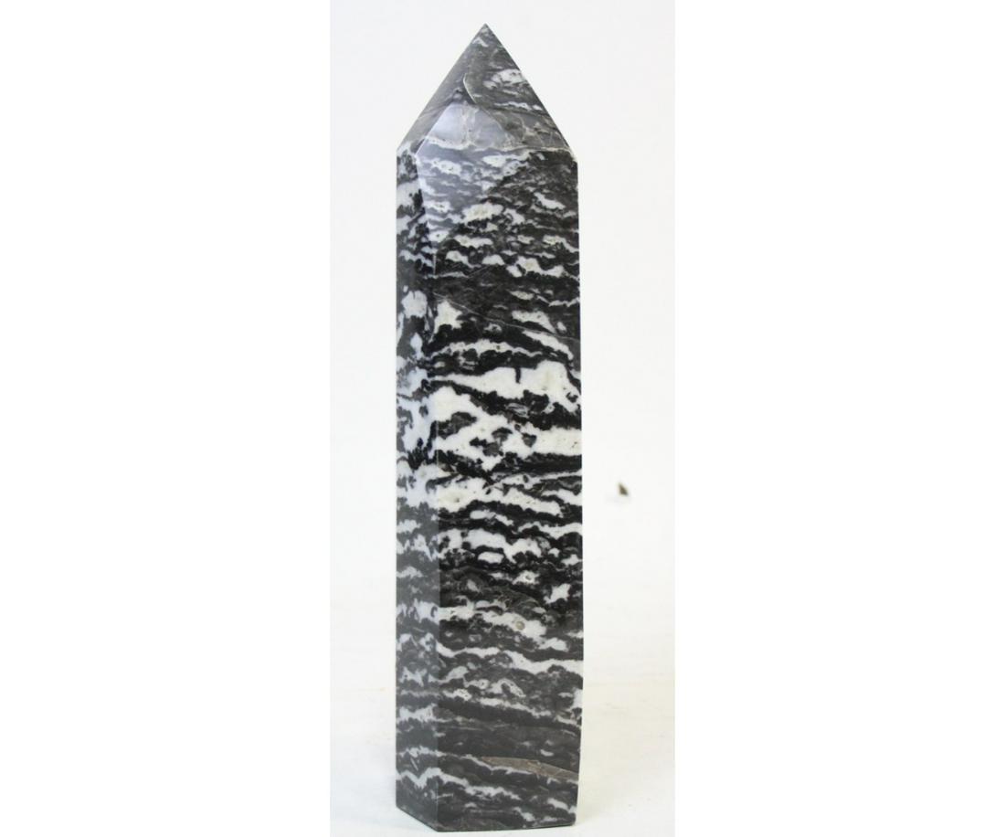 ZEBRA JASPER OBELISK: ZEBRA JASPER OBELISK- (P27) 7.8 LB Height: 12.5 in. by Width: 3 in. by Depth: 3 in.