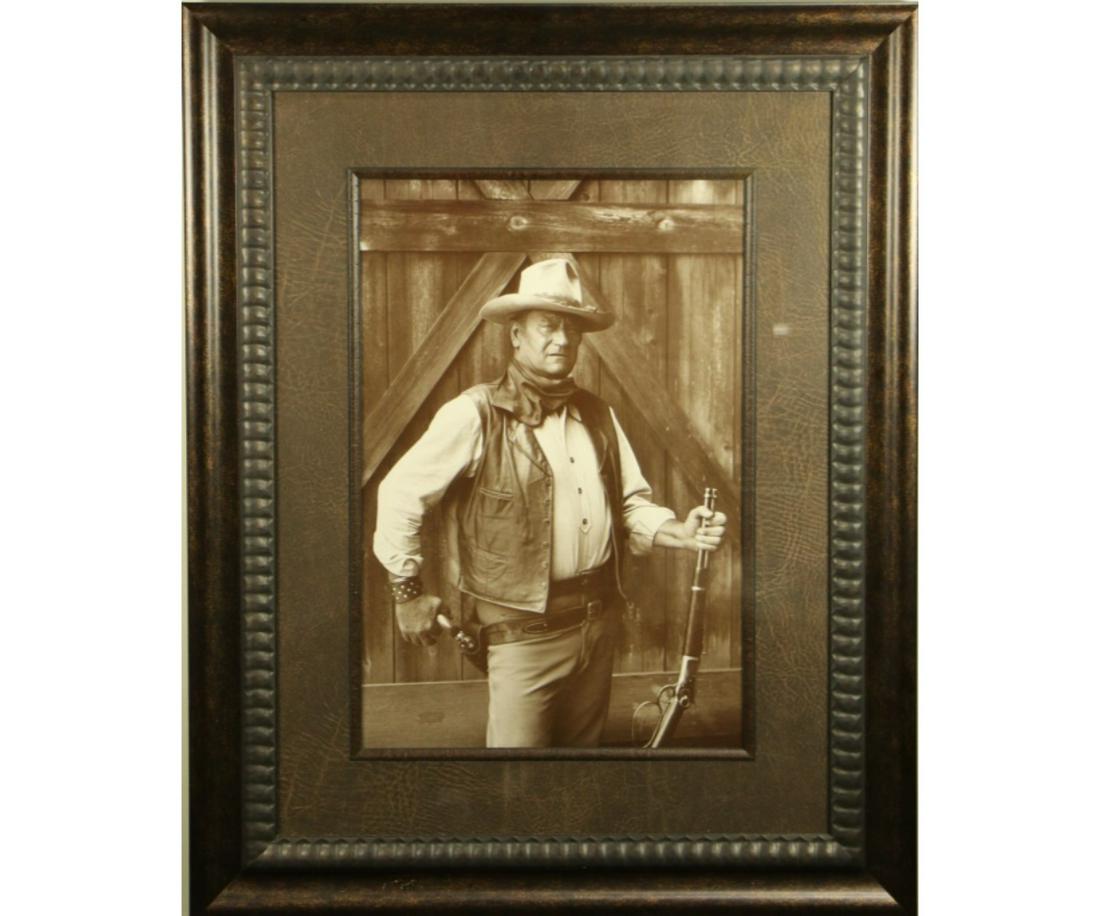 FRAMED JOHN WAYNE POSTER: FRAMED JOHN WAYNE POSTER Height: 39 in. by Width: 31 in.