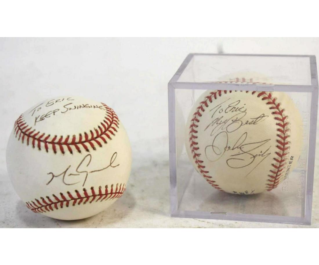 PAIR OF AUTOGRAPHED MLB BASEBALLS: PAIR OF AUTOGRAPHED MLB BASEBALLS - JOHN SMILEY, MARK MCQUIRE.