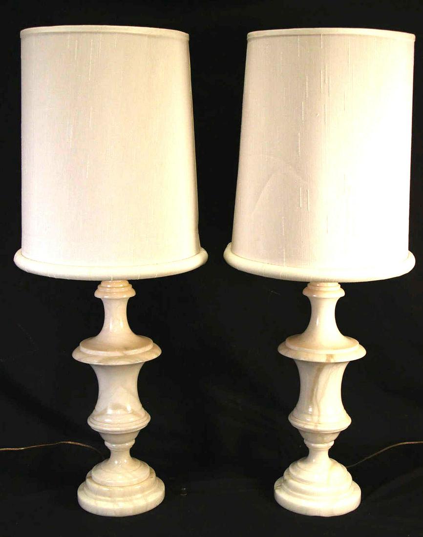 PAIR OF VINTAGE 1960's ALABASTER URN LAMPS (1 of 5)