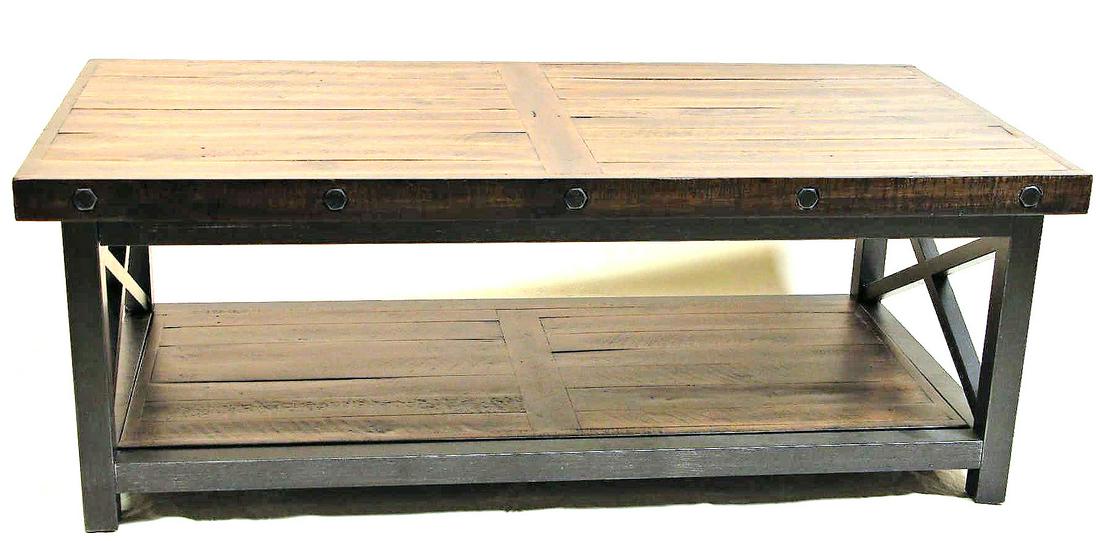 CONTEMPORARY WOOD & METAL TWO TIERED COFFEE TABLE (1 of 4)