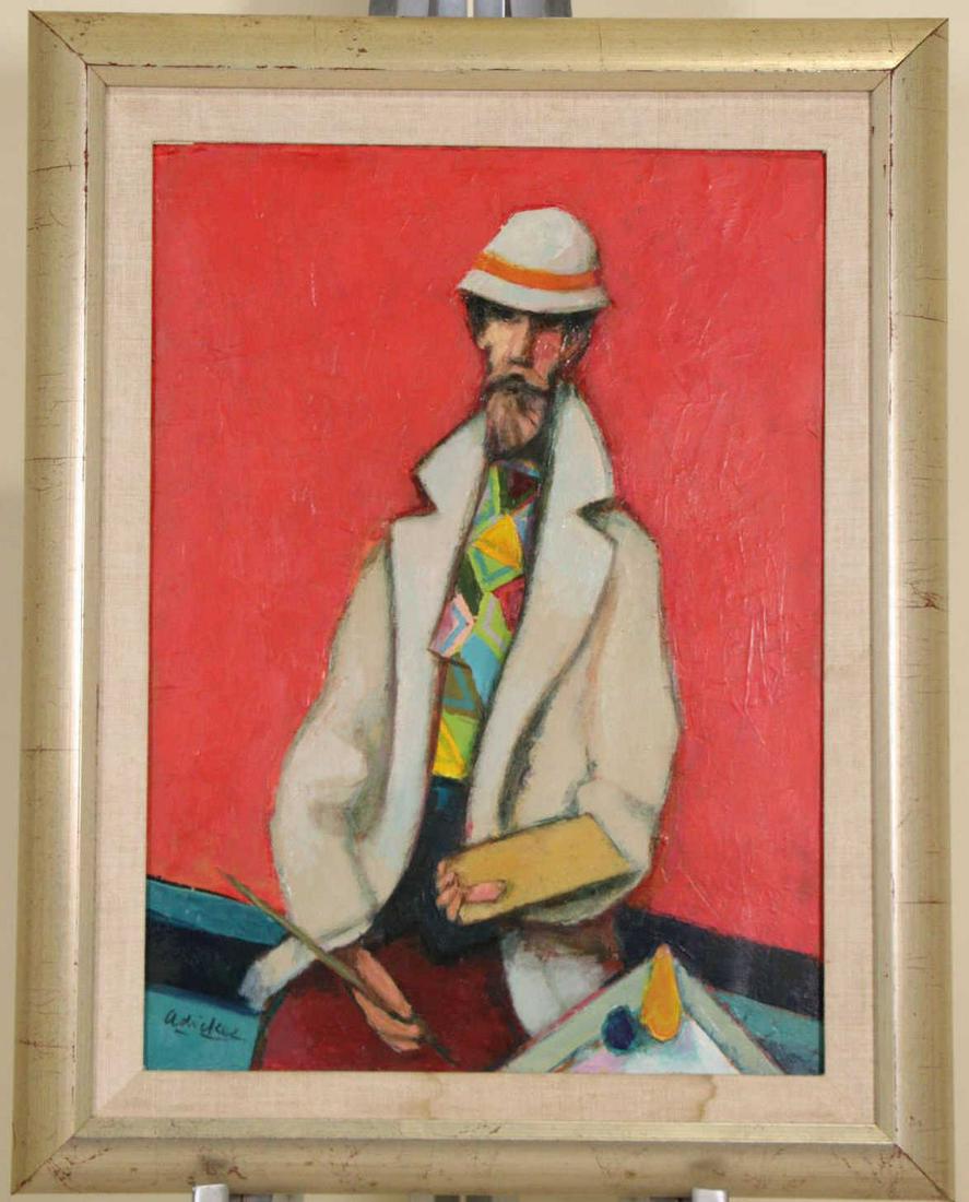 DAVID ADICKES "COLORFUL ARTIST" ACRYLIC ON PANEL (1 of 3)