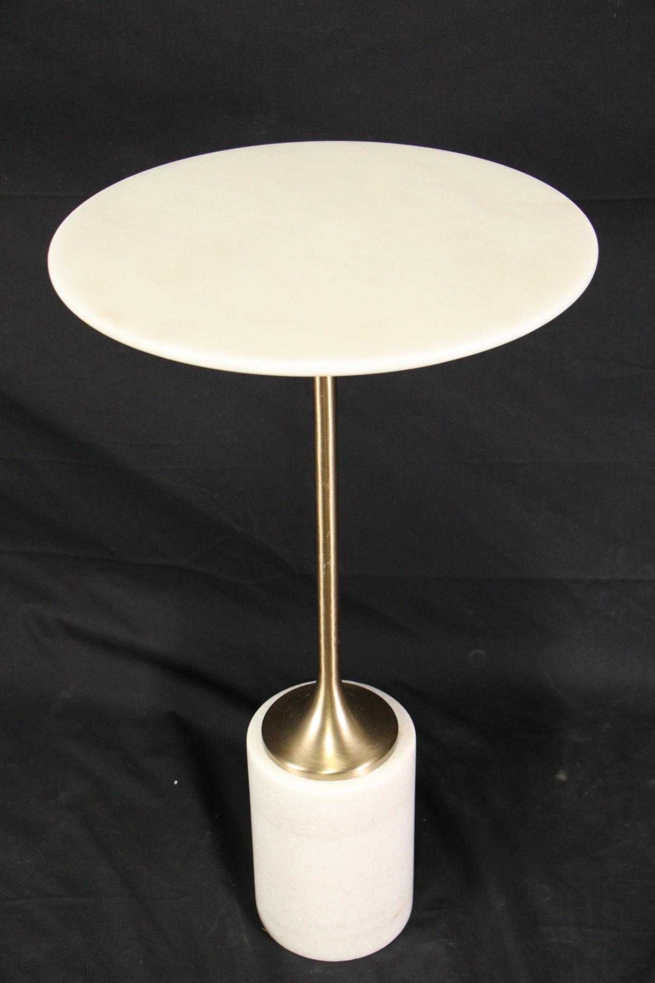 CONTEMPORARY BRASS & MARBLE ACCENT TABLE (1 of 2)