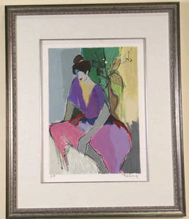 ITZCHAK TARKAY LADY IN PURPLE SHIRT A.P.: ITZCHAK TARKAY LADY IN PURPLE SHIRT A.P. PENCIL SIGNED LOWER RIGHT. Height: 25.5 in. by Width: 21 in.