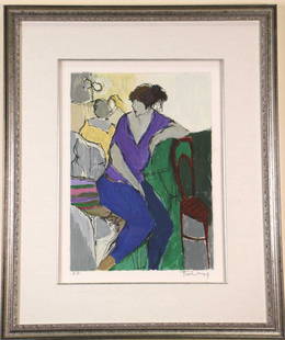 ITZCHAK TARKAY LADY IN PURPLE SHIRT A.P.: ITZCHAK TARKAY LADY IN PURPLE SHIRT A.P. PENCIL SIGNED LOWER RIGHT. Height: 25.5 in. by Width: 21 in.