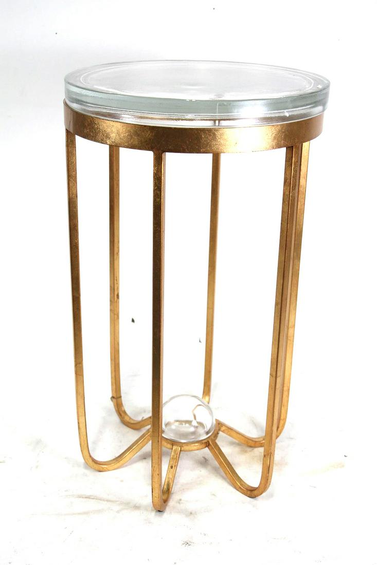 BRASS WITH GLASS TOP SIDE TABLE (1 of 3)