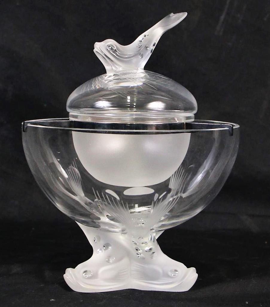 LALIQUE PARIS CRYSTAL CAVIAR LIDDED BOWL (1 of 8)