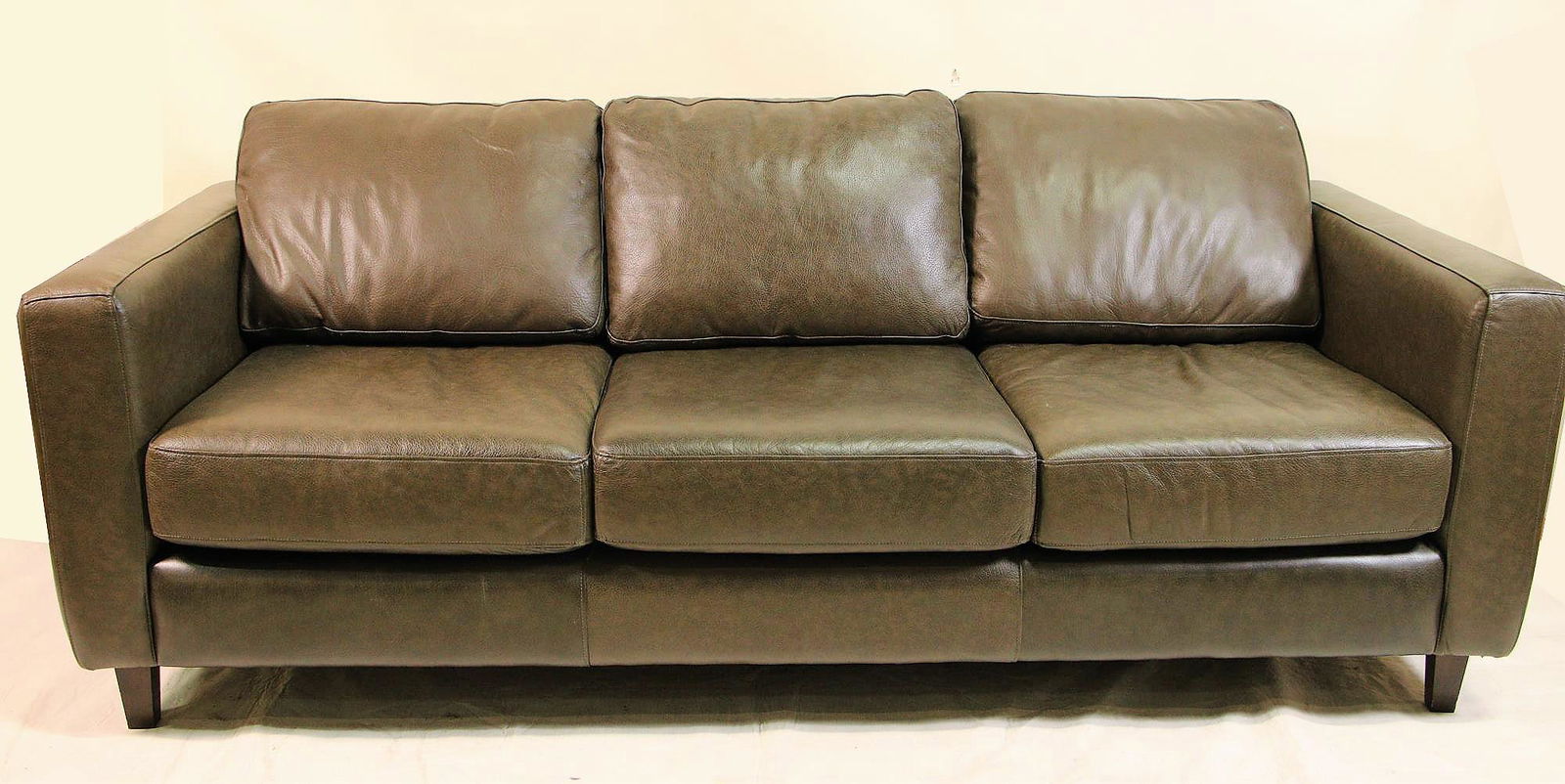 CONTEMPORARY CUSTOM MADE BROWN LEATHER SOFA (1 of 3)
