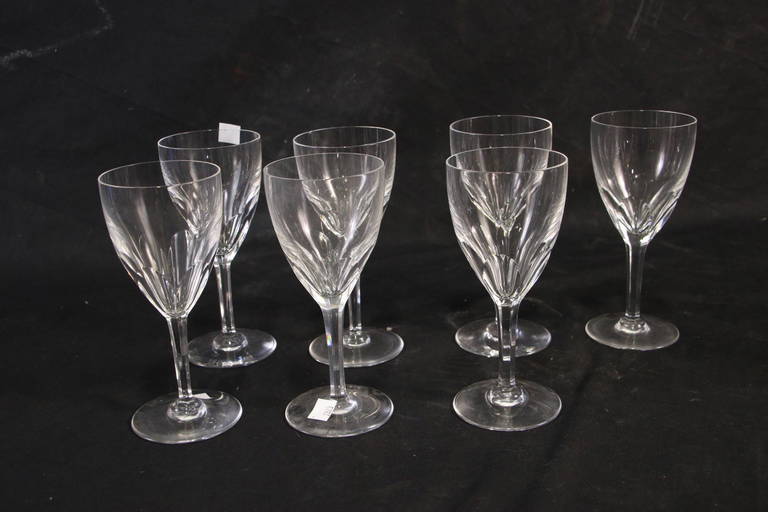 Set Of Seven Baccarat Wine Glasses