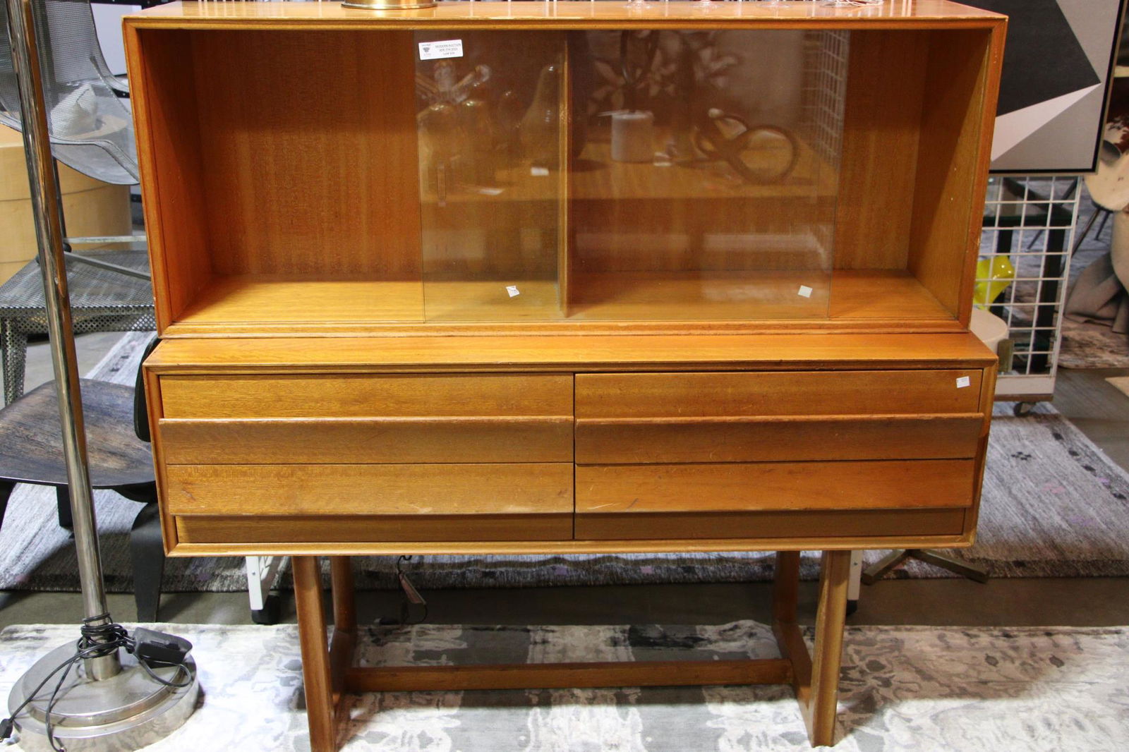 CIRCA 1950's PAUL LASZLO MAHOGANY SIDEBOARD: CIRCA 1950's PAUL LASZLO MAHOGANY SIDEBOARD Height: 52 in. by Width: 54 in. by Depth: 19